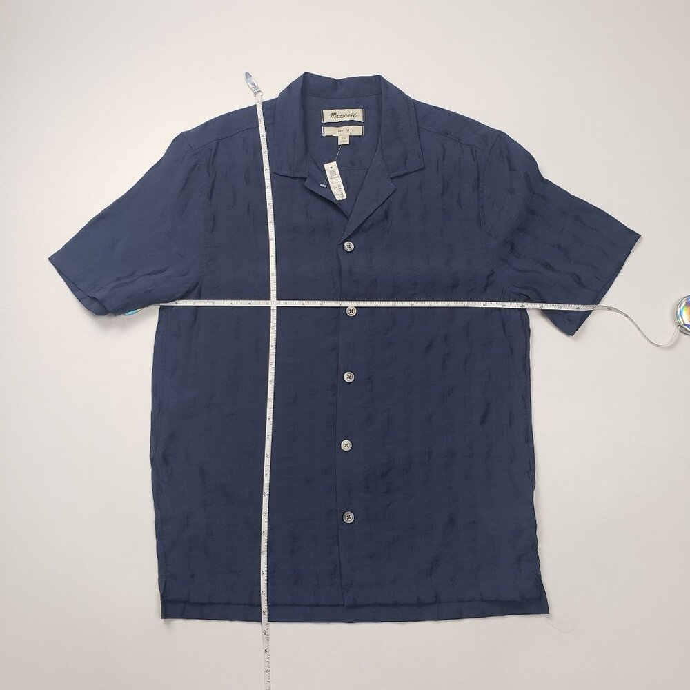 Madewell Boxy Short-Sleeve Shirt in Jacquard Men Size XS Warm Midnight Blue NWT - Picture 3 of 16